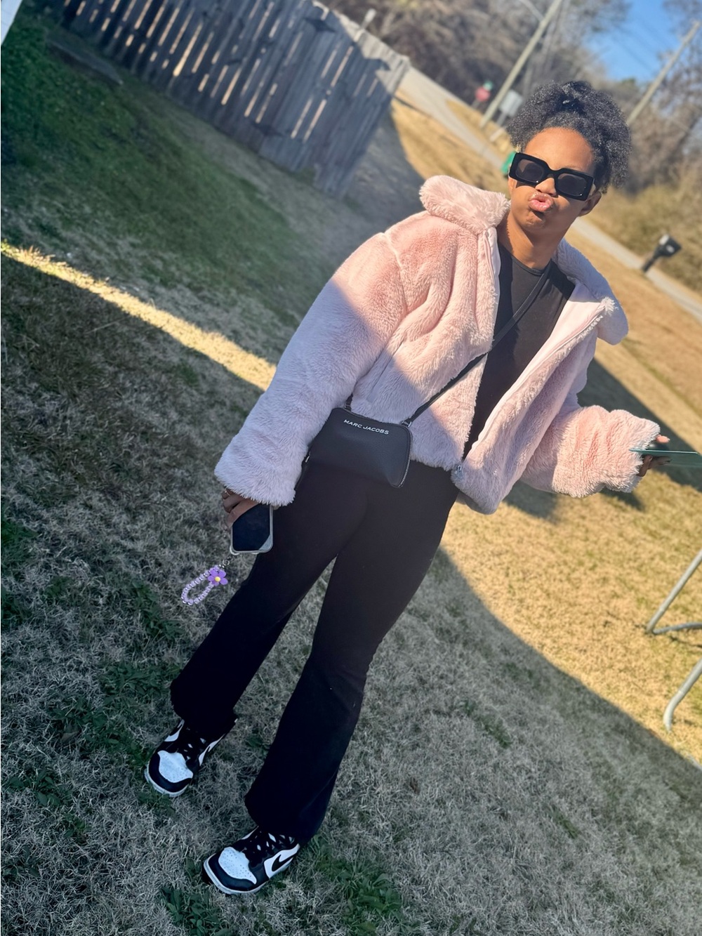 Stylish Pink Faux Fur Hooded Jacket - Women's Cozy Outerwear